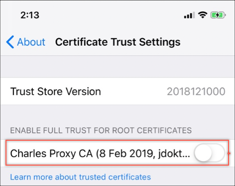 Certificate Trust Settings